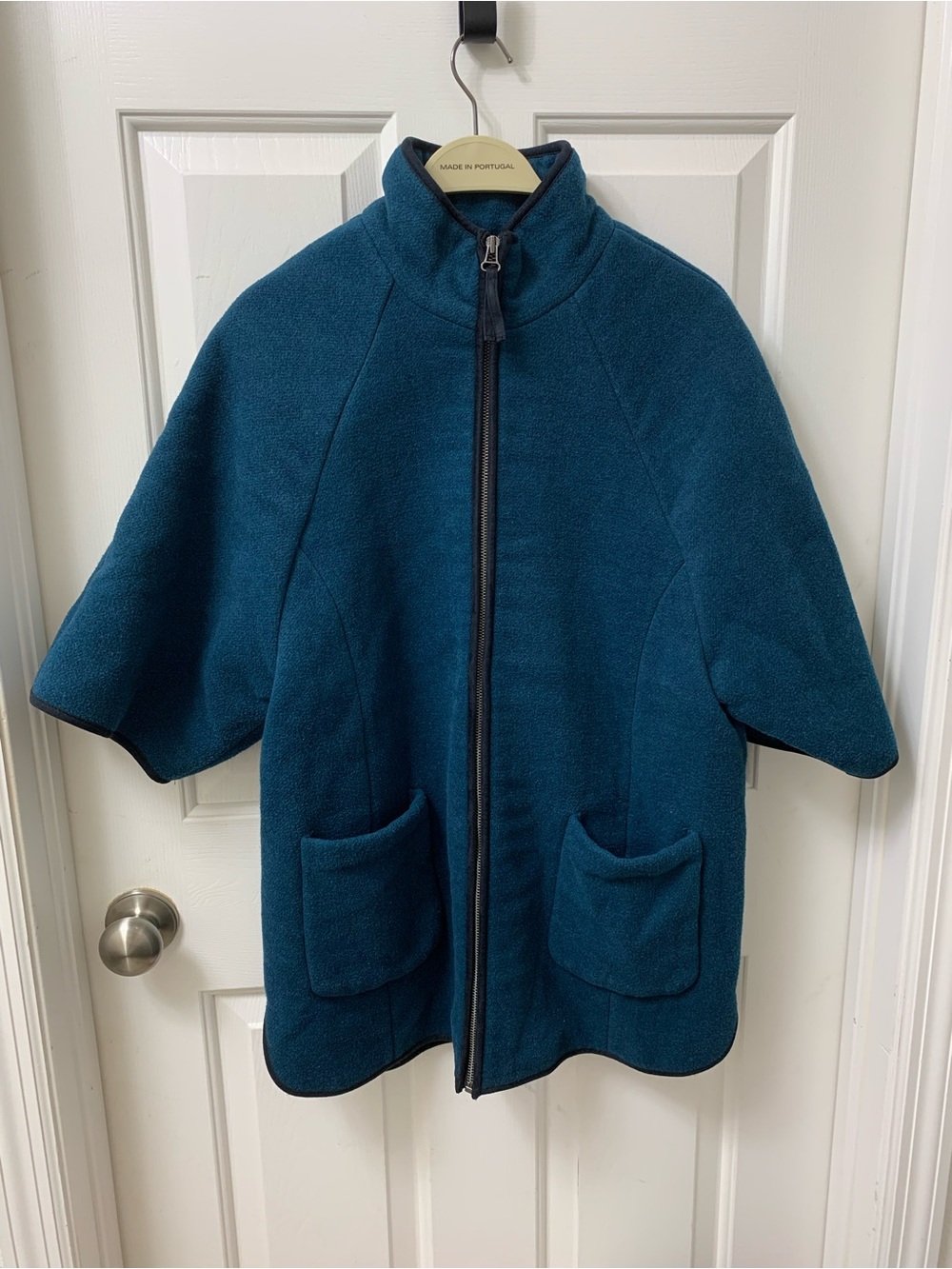 Old Navy Teal Zip-Front Fleece Cape Jacket